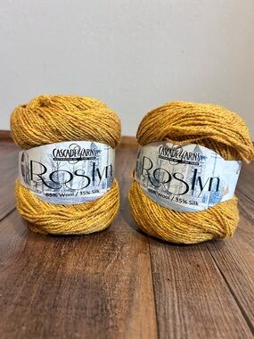 Cascade Yarns Roslyn Wool-Silk Blend Yarn in Gold Mustard Yellow